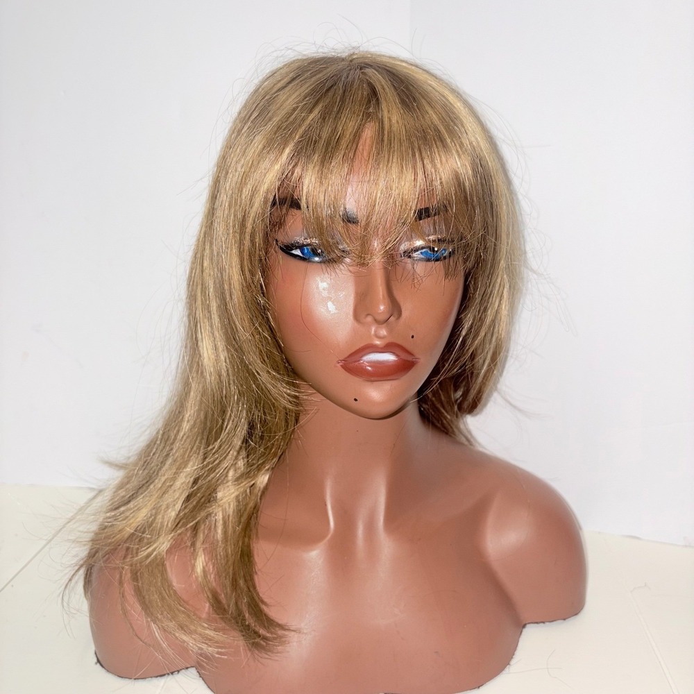 Revlon Blonde Highlighted Layered Wig with Bangs Synthetic Kanekalon Fiber